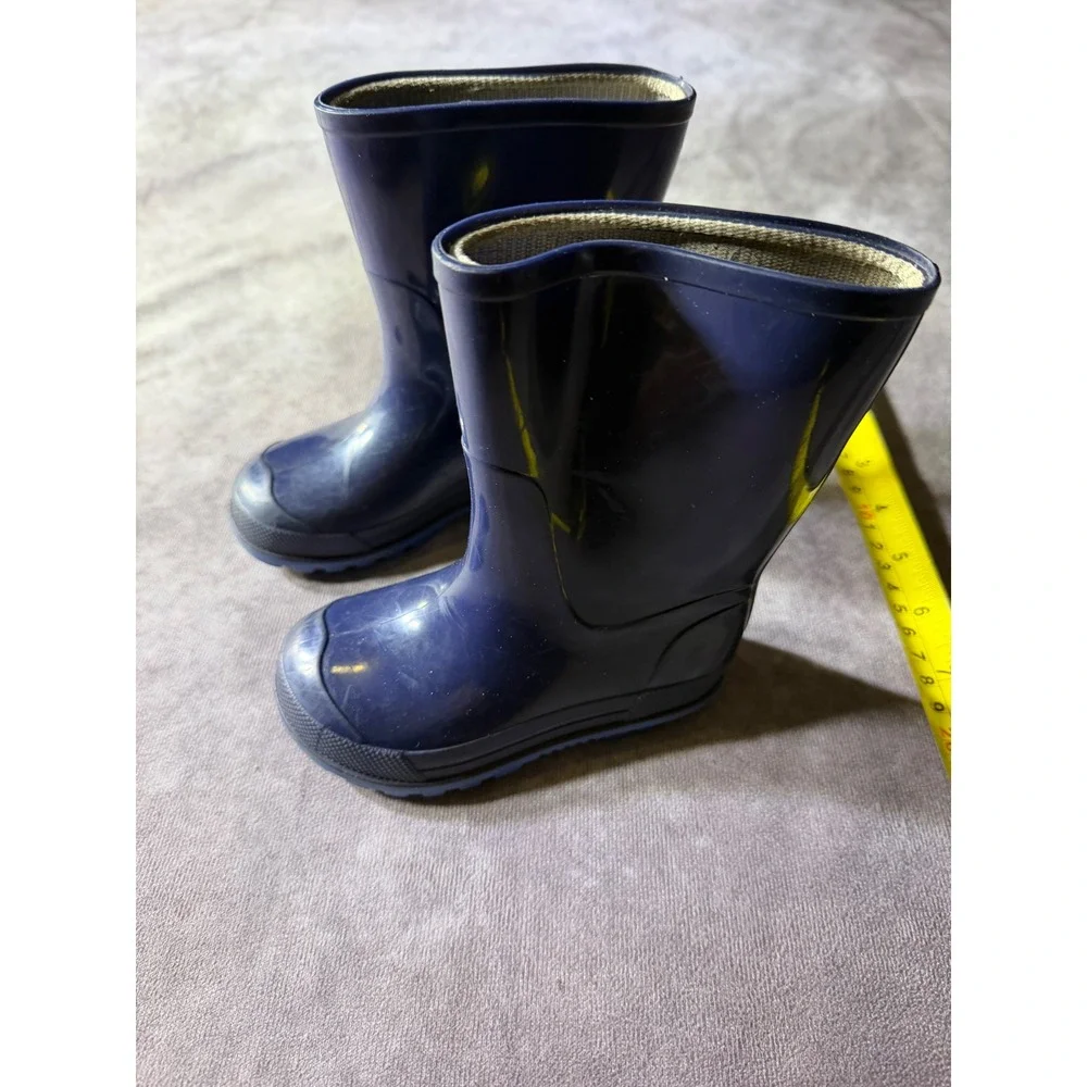 Navy Blue Toddler Rubber Rain Boots Waterproof Mid Calf Size 5-6